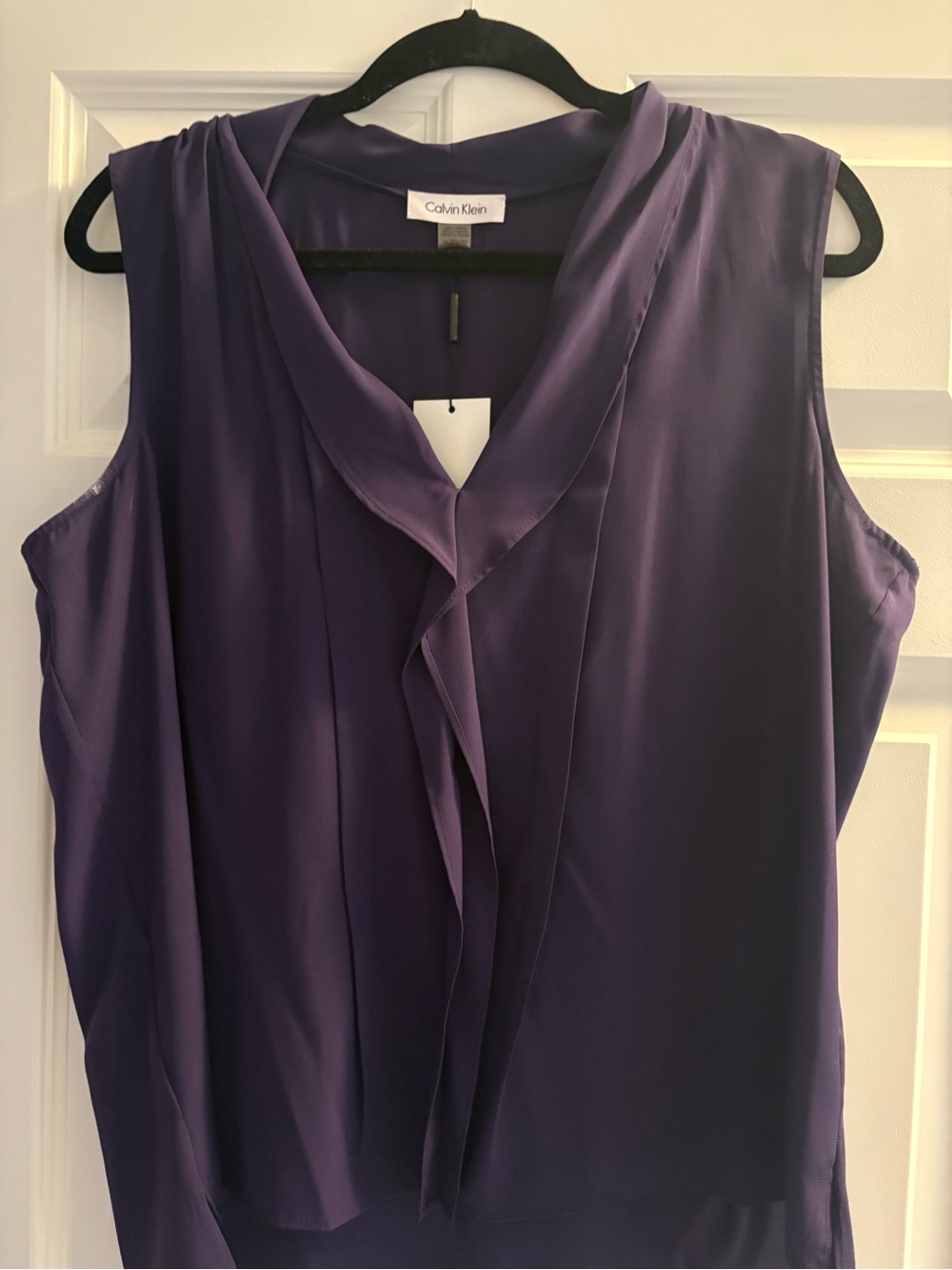 Calvin Klein Deep Purple Ruffle-Front Sleeveless V-Neck Camisole